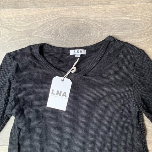 LNA Waffle Long Sleeve Desert Crew Top Cut out Long sleeve Black Size XS - Picture 9 of 14